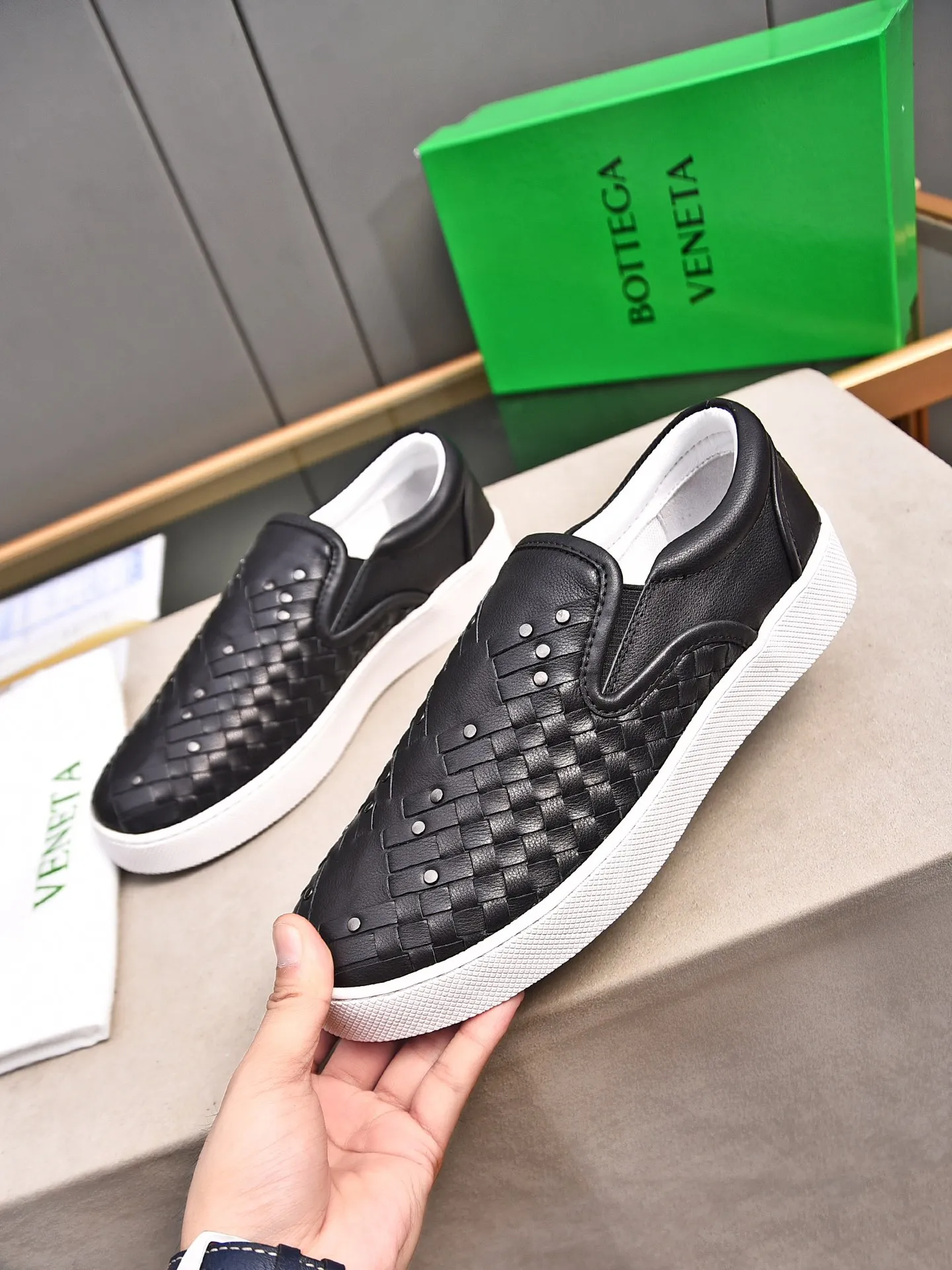 Men's Men's Shoes💰520 [Hot Diamond Sleeves Series] BOTTEG* VENET* - high-end boutique Size: 38-44 (45 customized) BV new product, first-layer cowhide artificially woven classic style harmoniously blends with contemporary fashion temperament, rubber soles are light and flexible, water-dyed sheepskin pads! [Taobao, Tmall, and live streaming are the first choices]